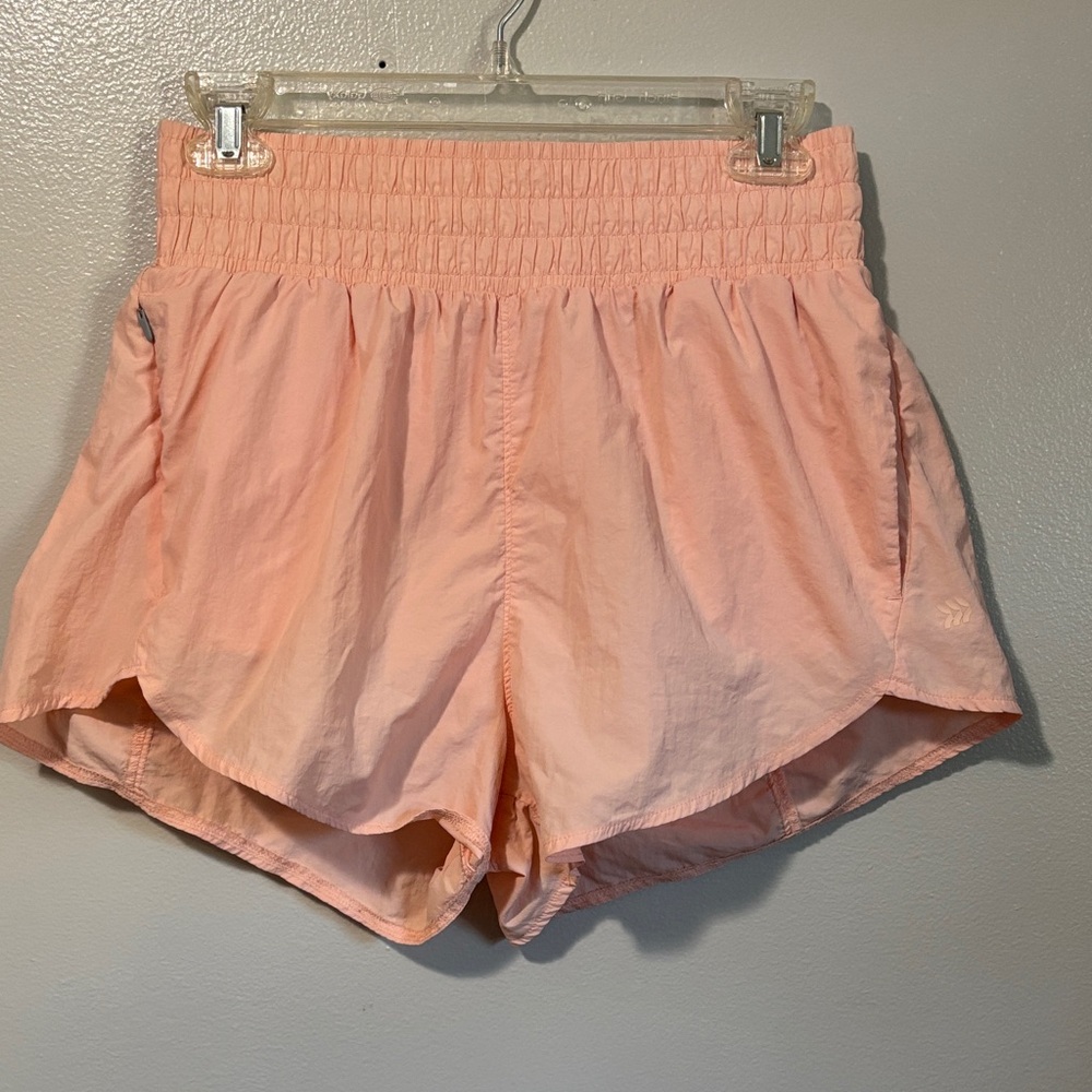 All in Motion Peach Athletic Shorts with zipper pocket and liner